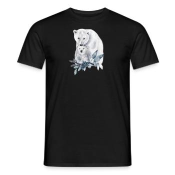 Polar Bears Decorated with Winter Plants - Men's T-Shirt - black - Front - AI Model Male 178 light (178cm)