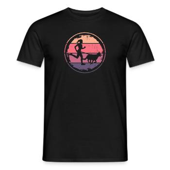 Retro Canicross Runner Cross Country Girls - Men's T-Shirt - black - Front - AI Model Male 178 light (178cm)