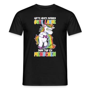 Witziges Einhorn Kotzend zynisch antisozial - Männer T-Shirt - Schwarz - Vorne - AI Model Male 178 light (178cm)