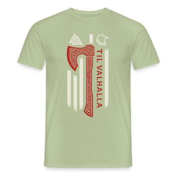 Til Valhalla Wikinger Axt - Männer T-Shirt - Sage - Vorne - AI Model Male 178 light (178cm)
