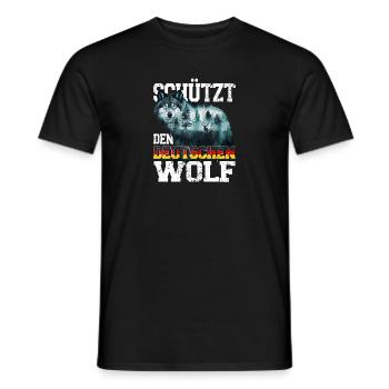 Protects the German wolf Wildlife protection - Men's T-Shirt - black - Front - AI Model Male 178 light (178cm)
