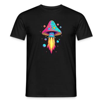 Psychedelic Mushroom Rocket - Männer T-Shirt - Schwarz - Vorne - AI Model Male 178 light (178cm)