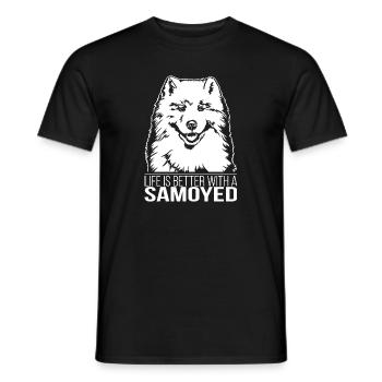 La vie de Samoyède est meilleure Chien Chiens Wilsigns - T-shirt homme - noir - Devant - AI Model Male 178 light (178cm)
