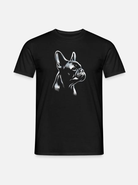 Französische Bulldogge Zeichnung Kopf silber - Mænd T-shirt - sort