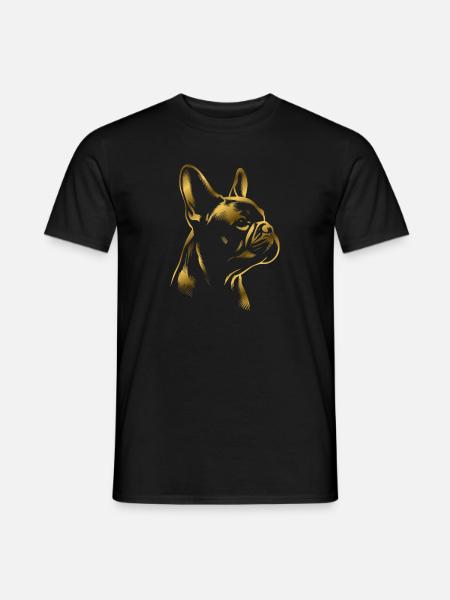 French bulldog drawing head golden - Men's T-Shirt - black