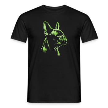 Bouledogue Français dessin tête vert - T-shirt homme - noir - Devant - AI Model Male 178 light (178cm)