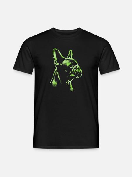 French Bulldog Drawing Head Green - Men's T-Shirt - black