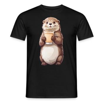 Otter Latte Lover Coffee Design - T-shirt homme - noir - Devant - AI Model Male 178 light (178cm)