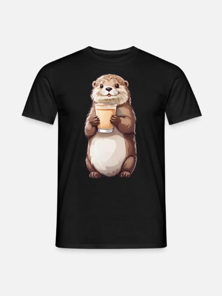 Otter Latte Lover Coffee Design - Men's T-Shirt - black