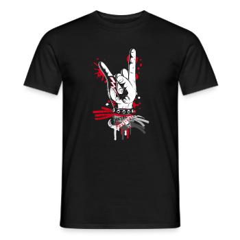 Metal and rock hand sign - Men's T-Shirt - black - Front - AI Model Male 178 light (178cm)