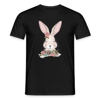 lapin de rêve avec ornement floral - T-shirt homme - noir - Devant - AI Model Male 178 light (178cm)