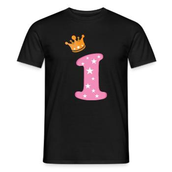 Birthday Girl Crown Pink Number One Star - Men's T-Shirt - black - Front - AI Model Male 178 light (178cm)