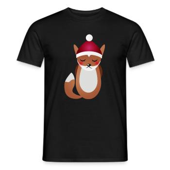 renard mignon avec chapeau de Noël du Père Noël - T-shirt homme - noir - Devant - AI Model Male 178 light (178cm)
