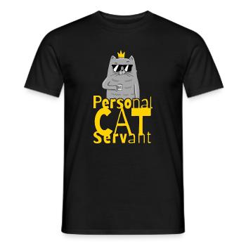 Personal Cat Servant Funny Kitten - Men's T-Shirt - black - Front - AI Model Male 178 light (178cm)