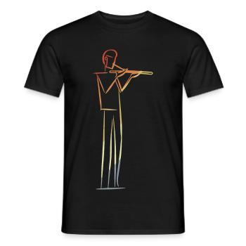 Flute Player Drawing Retro - Men's T-Shirt - black - Front - AI Model Male 178 light (178cm)