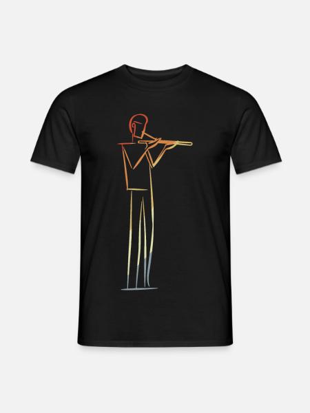Flute Player Drawing Retro - Men's T-Shirt - black