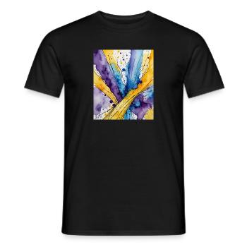 Wasserkolorwirbel Blau Gelb Lila - Männer T-Shirt - Schwarz - Vorne - AI Model Male 178 light (178cm)