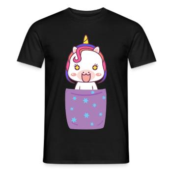 Süßes Einhorn in Brusttasche Lustig Unicorn - Männer T-Shirt - Schwarz - Vorne - AI Model Male 178 light (178cm)