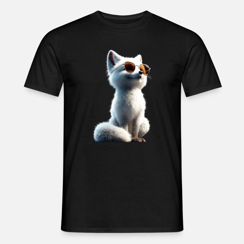Polarfuchs Schneefuchs Eisfuchs Süßer Weißer Fuchs - Männer T-Shirt - Schwarz