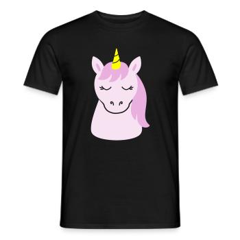 Cute unicorn with closed eyes - Men's T-Shirt - black - Front - AI Model Male 178 light (178cm)
