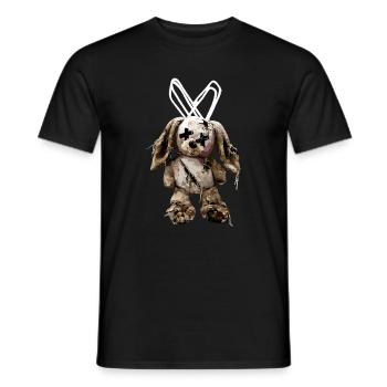 Düsterer Stoffhase Kuscheltier  - Männer T-Shirt - Schwarz - Vorne - AI Model Male 178 light (178cm)