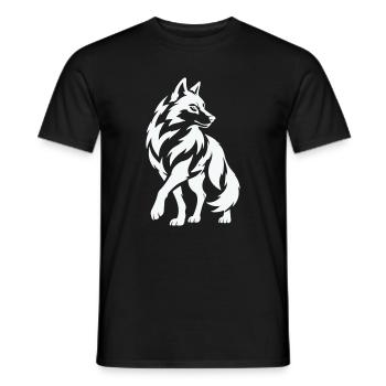 Wolfs Silhouette in Kontrast - Männer T-Shirt - Schwarz - Vorne - AI Model Male 178 light (178cm)