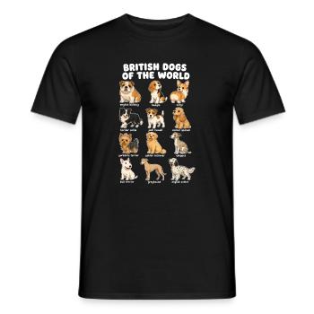 British Dog Breed Chart Cute - Men's T-Shirt - black - Front - AI Model Male 178 light (178cm)