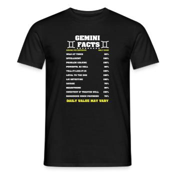Signe du zodiaque Gémeaux - T-shirt homme - noir - Devant - AI Model Male 178 light (178cm)