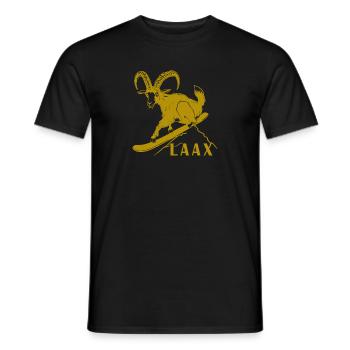Laax Graubünden Steinbock Snowboard Schweiz - Männer T-Shirt - Schwarz - Vorne - AI Model Male 178 light (178cm)