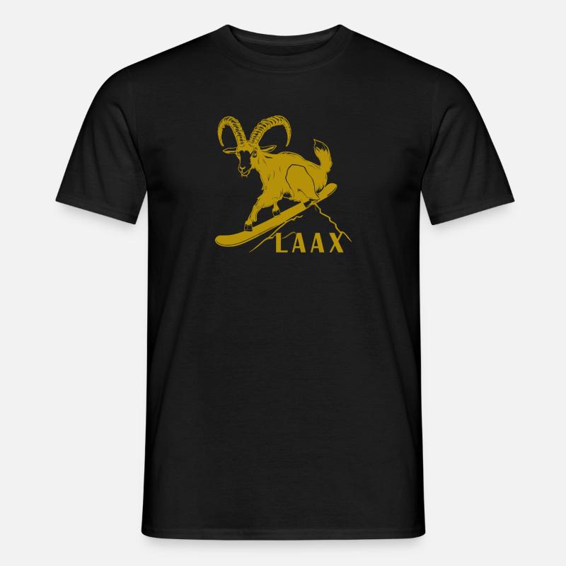 Laax Graubünden Steinbock Snowboard Switzerland - Men’s T-shirt - black