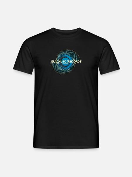 Blacklite Records Logo - Blue & Yellow Spiral - Men's T-Shirt - black