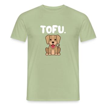 TOFU. | Design chien | Go vegan | vegan | - T-shirt homme - vert sauge - Devant - AI Model Male 178 light (178cm)