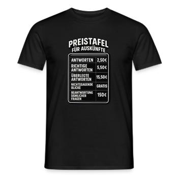 Liste de prix pour l’information bureau dictons patron - T-shirt homme - noir - Devant - AI Model Male 178 light (178cm)