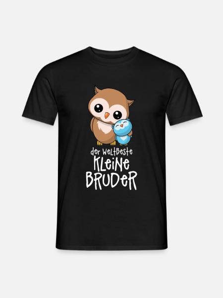 Der weltbeste kleine Bruder - Eulen Geschwister - Männer T-Shirt - Schwarz