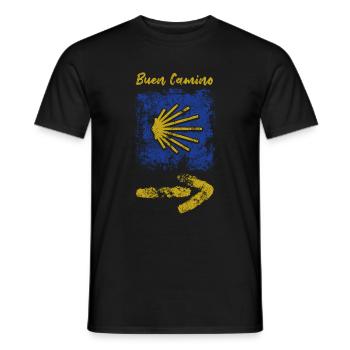 Buen Camino - Jakobsweg - Pilgertour - Santiago - Männer T-Shirt - Schwarz - Vorne - AI Model Male 178 light (178cm)