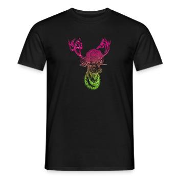Hirsch mit Schwarzwälder Bollenhut und Unterwäsche - Männer T-Shirt - Schwarz - Vorne - AI Model Male 178 light (178cm)