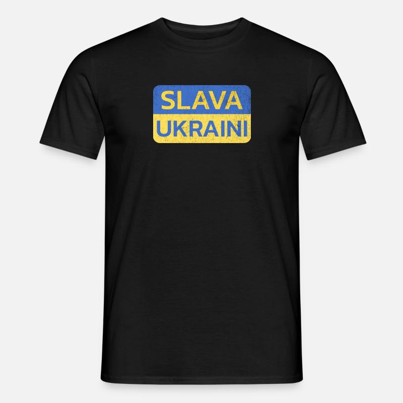 Slava Ukraini: Den ukrainischen Geist feiern - Männer T-Shirt - Schwarz