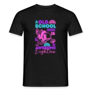 80s Disco Neon Party - Men's T-Shirt - black - Front - AI Model Male 178 light (178cm)
