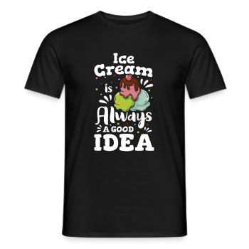Crème glacée glacier salon snacking cornet de crème glacée - T-shirt homme - noir - Devant - AI Model Male 178 light (178cm)