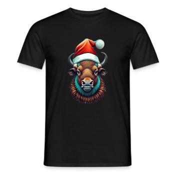 Bison Weihnachten Santa - Männer T-Shirt - Schwarz - Vorne - AI Model Male 178 light (178cm)