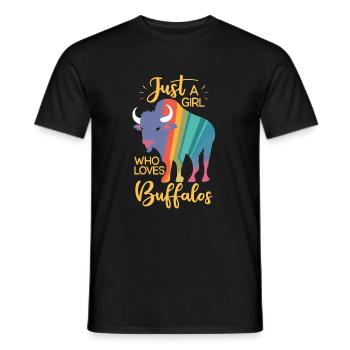 Nur ein Mädchen, das Buffalos liebt Büffel - Männer T-Shirt - Schwarz - Vorne - AI Model Male 178 light (178cm)