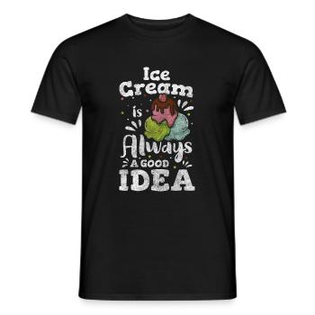 Crème glacée Gaufre Vendeur de crème glacée Dessert - T-shirt homme - noir - Devant - AI Model Male 178 light (178cm)