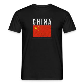 China - Men's T-Shirt - black - Front - AI Model Male 178 light (178cm)