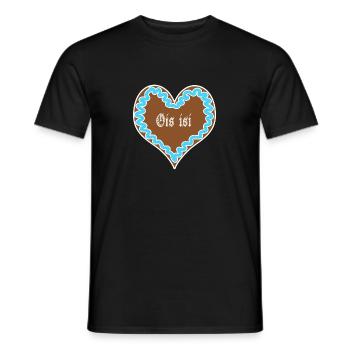 Ois isi - bayrisches Lebkuchen Herz Blau - Wiesn - Männer T-Shirt - Schwarz - Vorne - AI Model Male 178 light (178cm)
