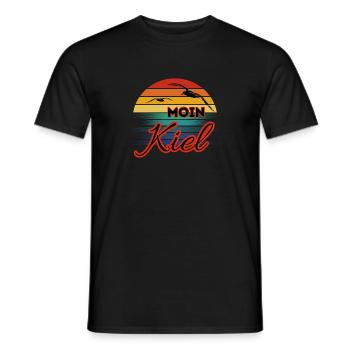 Moin Kiel avec mouette dans un style rétro - T-shirt homme - noir - Devant - AI Model Male 178 light (178cm)