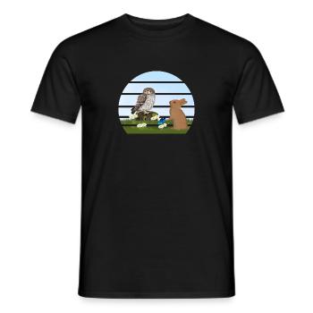 Owl Bird Rabbit Easter Spring Easter - Men's T-Shirt - black - Front - AI Model Male 178 light (178cm)