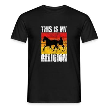 This is my Religion Trabrennen Trabreiter Sulky - Männer T-Shirt - Schwarz - Vorne - AI Model Male 178 light (178cm)