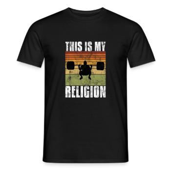 This is my religion Bodybuilding Bodybuilder GYM - Men's T-Shirt - black - Front - AI Model Male 178 light (178cm)