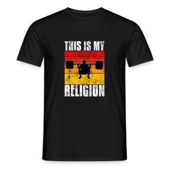 This is my religion Bodybuilding Bodybuilder GYM - Men's T-Shirt - black - Front - AI Model Male 178 light (178cm)