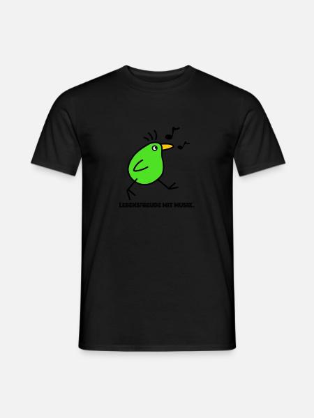 Lebensfreude mit Musik, Vögelchen Noten Konzert - Männer T-Shirt - Schwarz